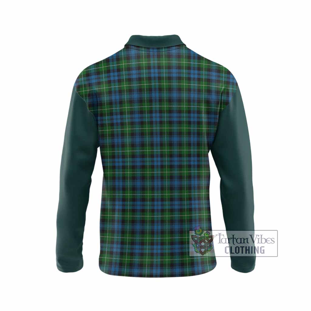 Lamont Tartan Accent Long Sleeve Polo Shirt with Family Crest