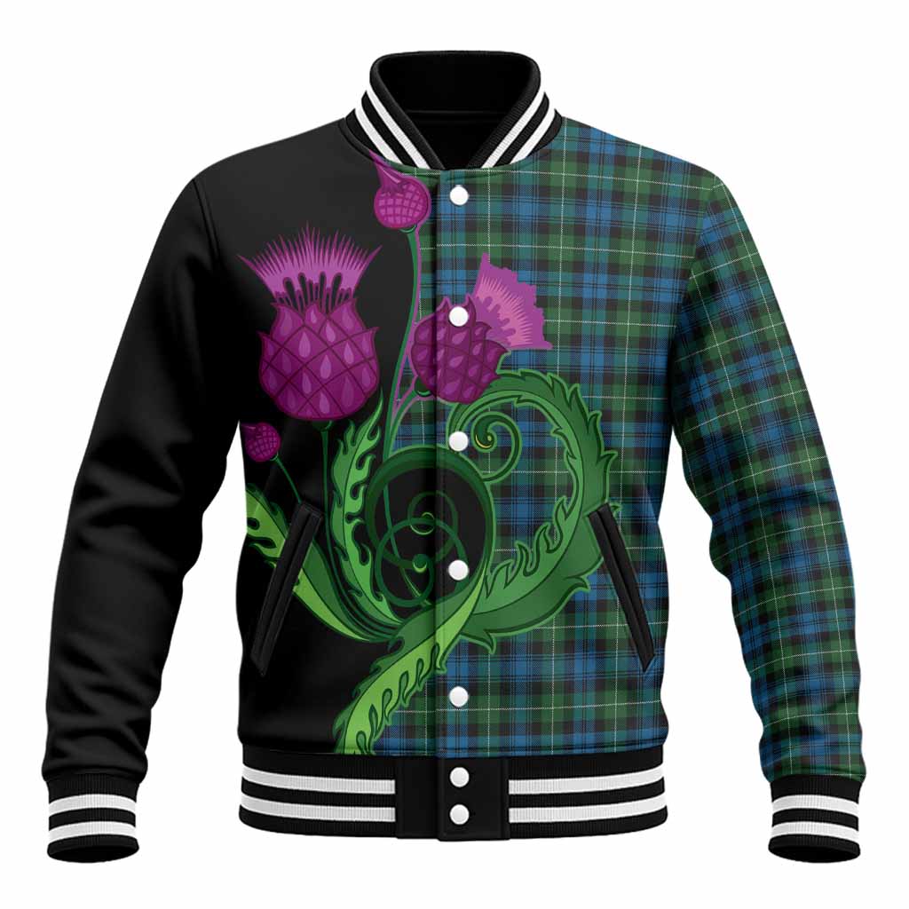 Lamont Tartan Baseball Jacket Traditional Scottish Thistle