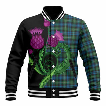 Lamont Tartan Baseball Jacket Traditional Scottish Thistle