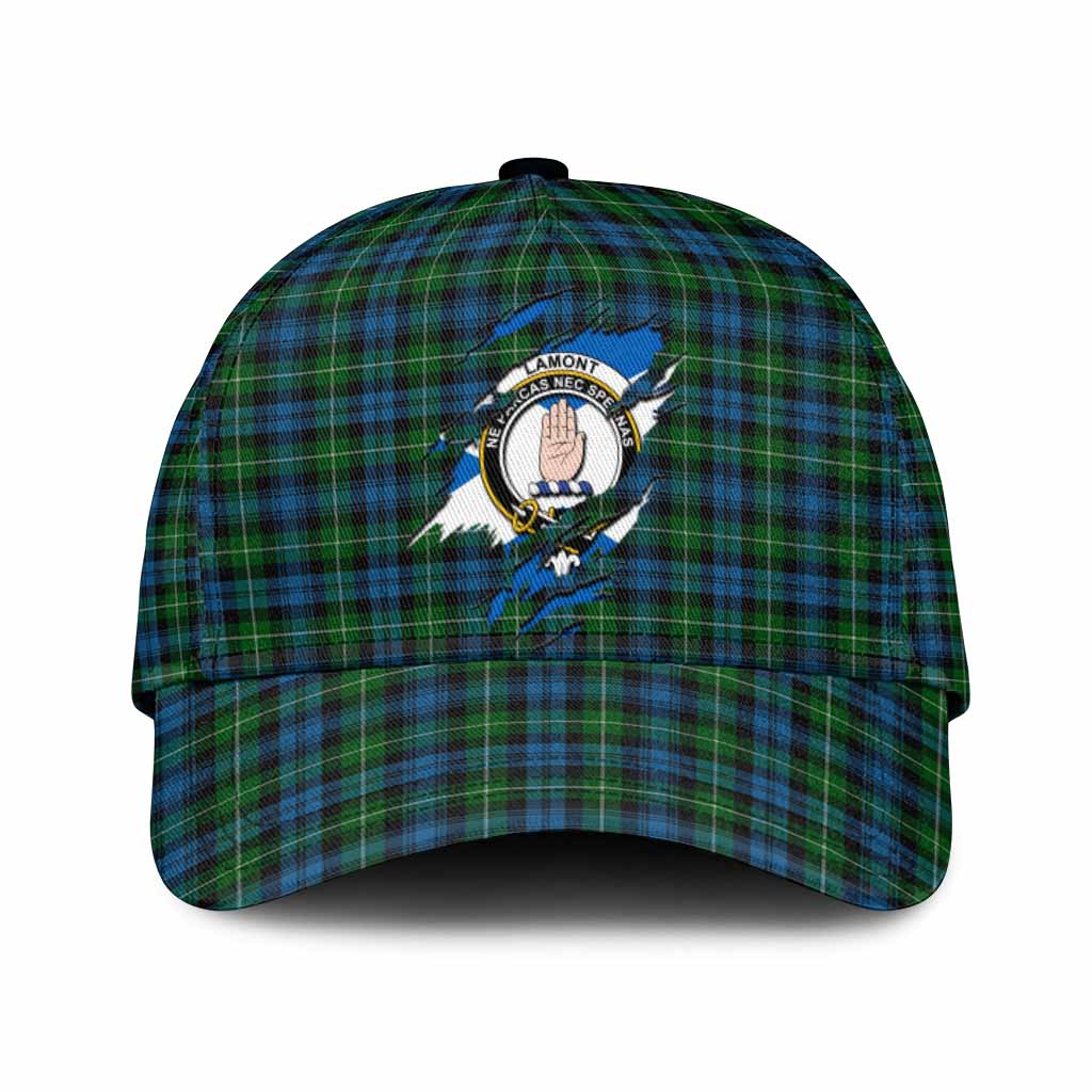 Lamont Tartan Classic Cap with Family Crest In Me Style