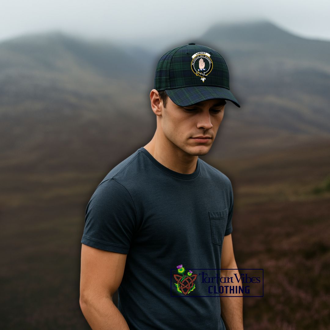 Lamont Tartan Classic Cap with Family Crest