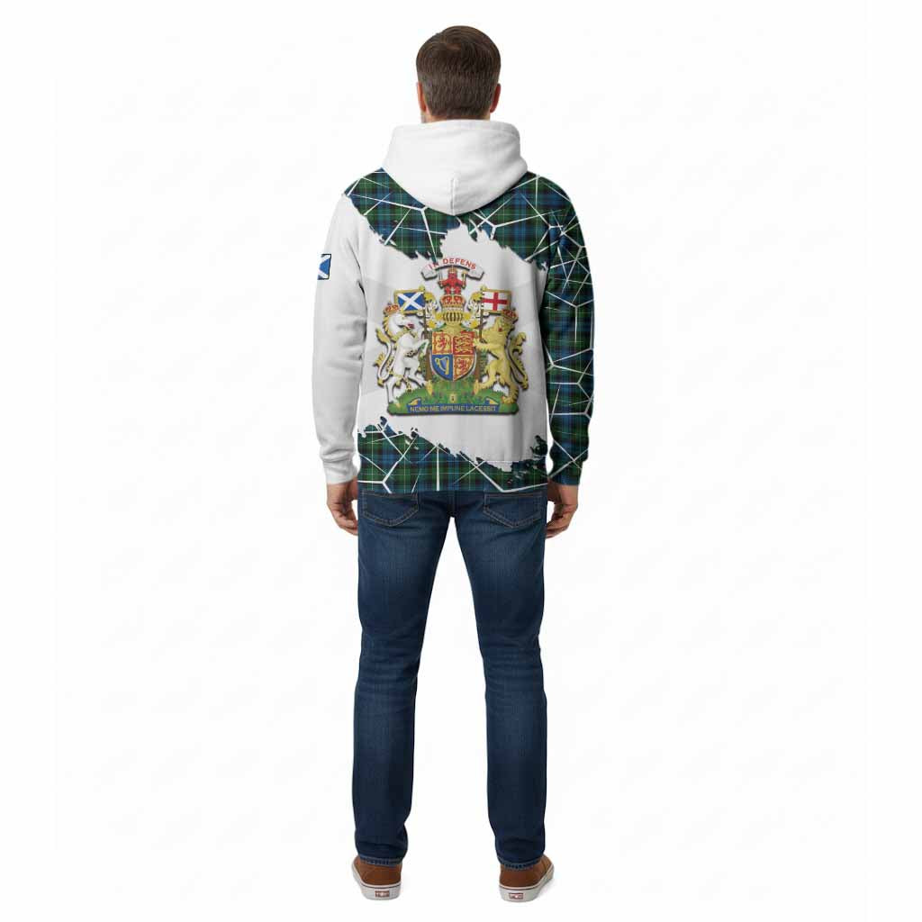 Lamont Tartan Cotton Hoodie with Family Crest and Lion Rampant Grunge Style