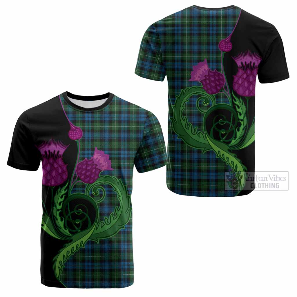Lamont Tartan Cotton T-shirt Traditional Scottish Thistle