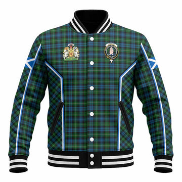 Lamont Tartan Crest Baseball Jacket Scotland Coat of Arm Flag Style