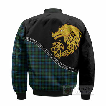 Lamont Tartan Crest Bomber Jacket Legendary Dragon Knot Half Style