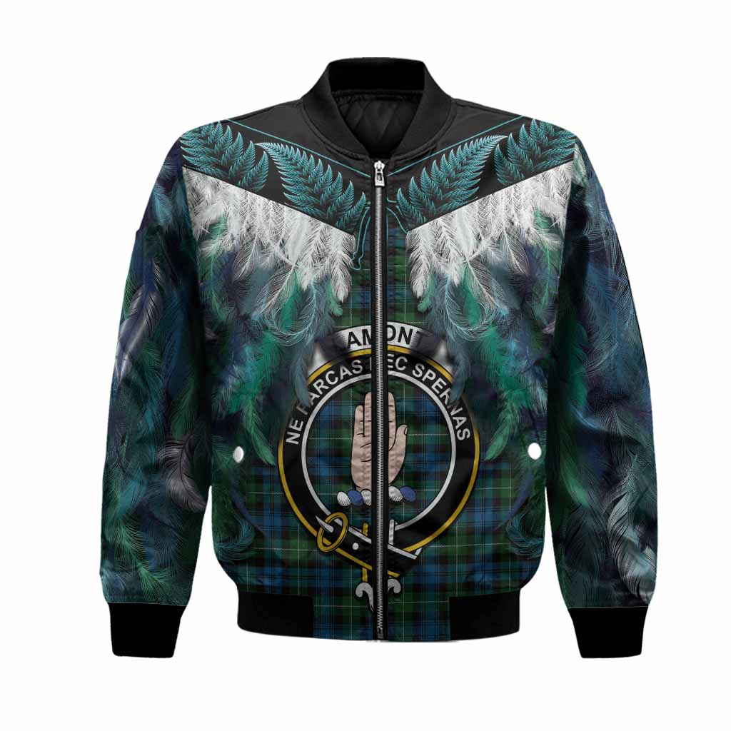 Lamont Tartan Crest Bomber Jacket New Zealand Maori Korowai Cloak