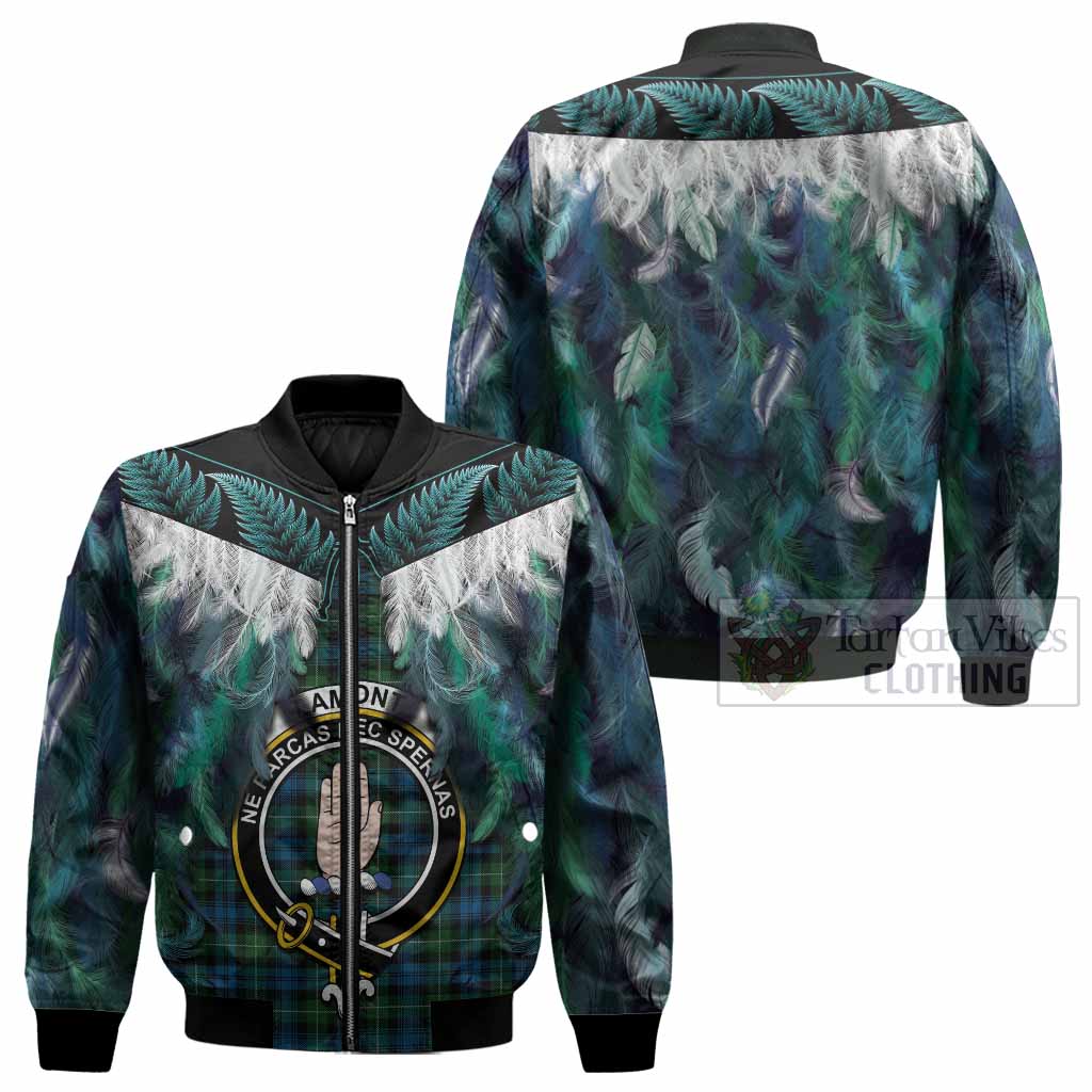 Lamont Tartan Crest Bomber Jacket New Zealand Maori Korowai Cloak