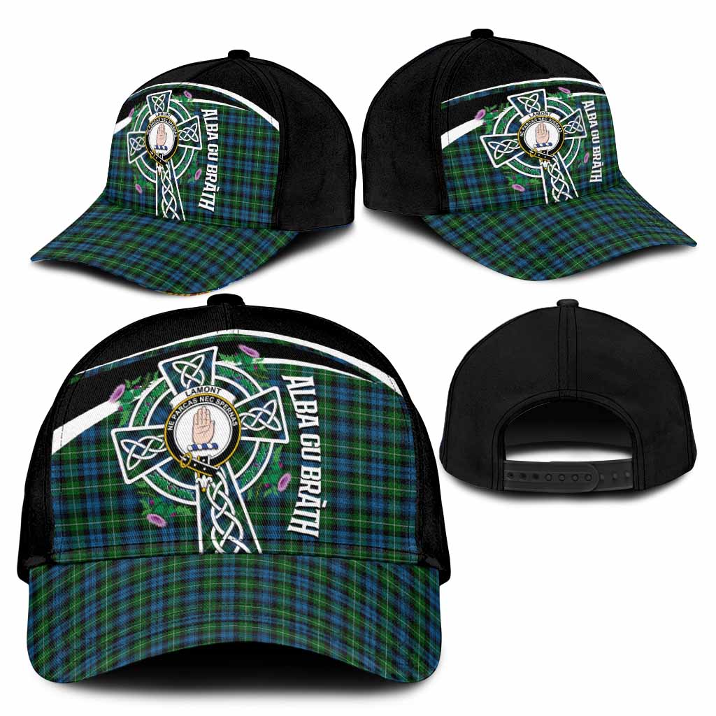 Lamont Tartan Crest Classic Cap Scottish Thistle Celtic Cross Alba Gu Brath