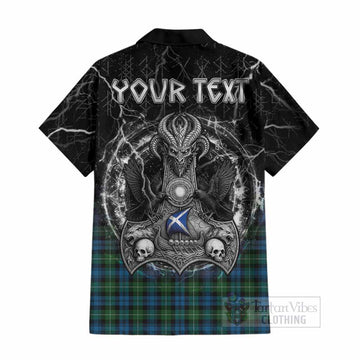Lamont Tartan Crest Cotton Hawaiian Shirt Celtic Odin's Raven Legacy