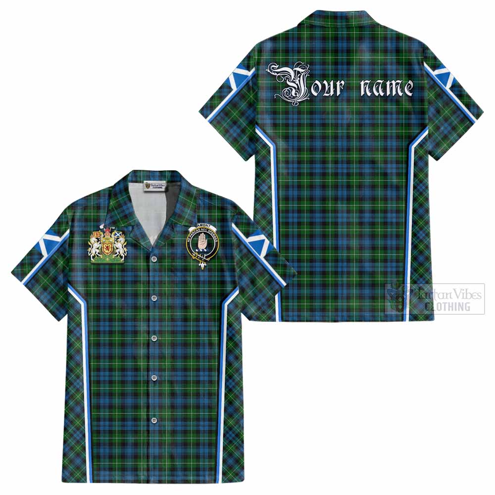 Lamont Tartan Crest Cotton Hawaiian Shirt Scotland Coat of Arm Flag Style - Tartan Vibes Clothing