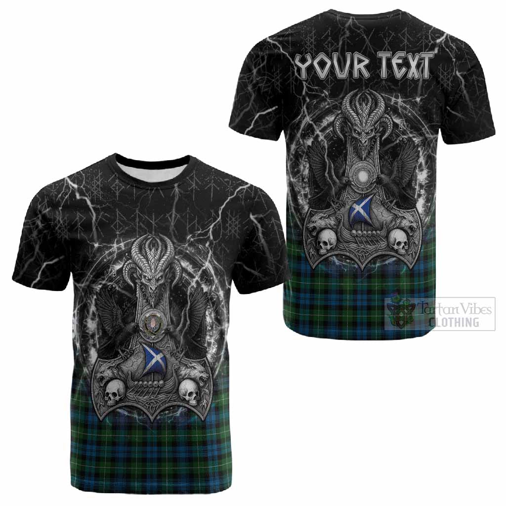 Lamont Tartan Crest Cotton T-shirt Celtic Odin's Raven Legacy