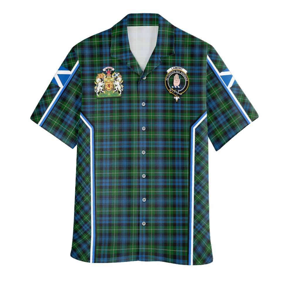 Lamont Tartan Crest Hawaiian Shirt Scotland Coat of Arm Flag Style - Tartan Vibes Clothing