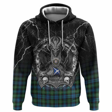 Lamont Tartan Crest Hoodie Celtic Odin's Raven Legacy