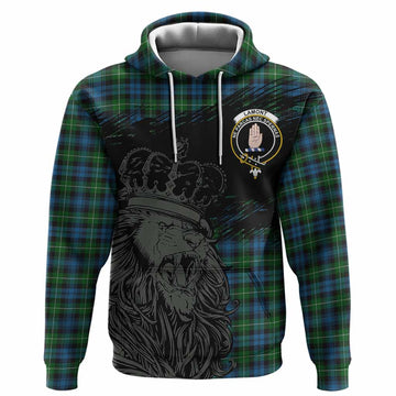Lamont Tartan Crest Hoodie Crowned Lion Heritage Style