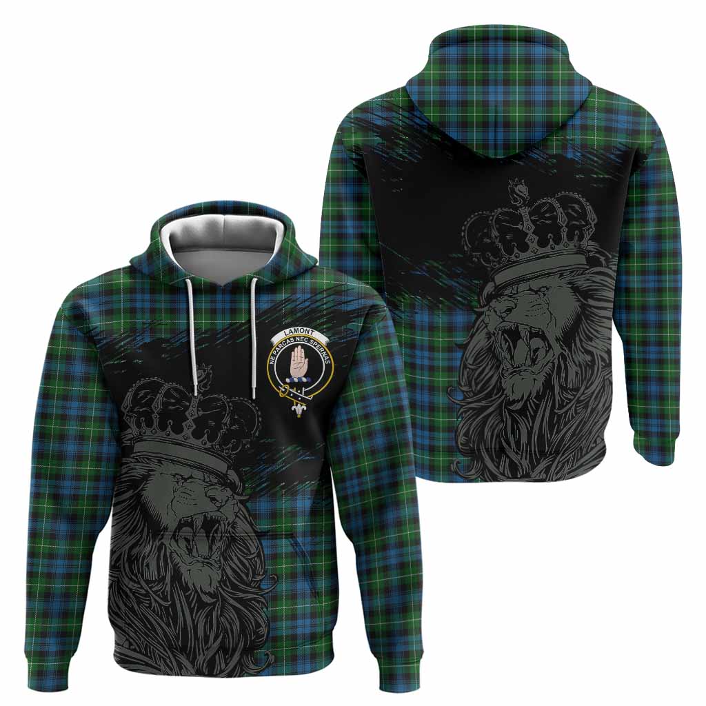 Lamont Tartan Crest Hoodie Crowned Lion Heritage Style