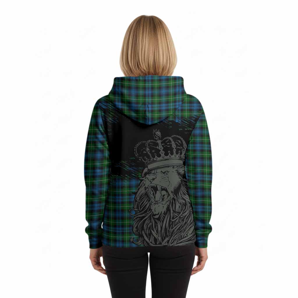Lamont Tartan Crest Hoodie Crowned Lion Heritage Style