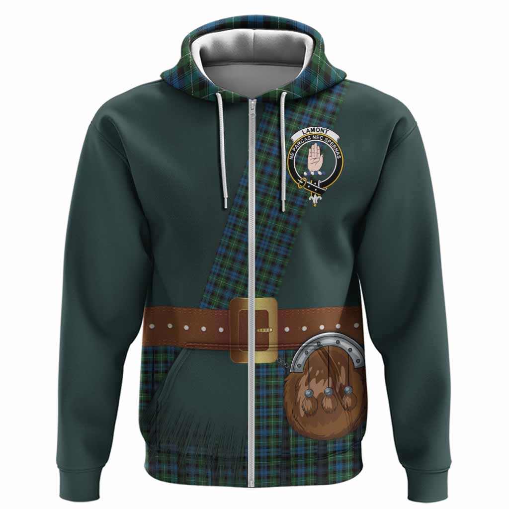 Lamont Tartan Crest Hoodie Kilt Costume Style