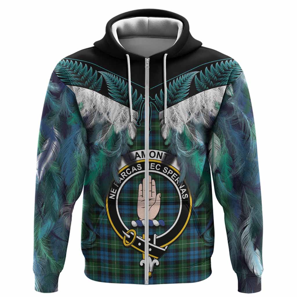 Lamont Tartan Crest Hoodie New Zealand Maori Korowai Cloak