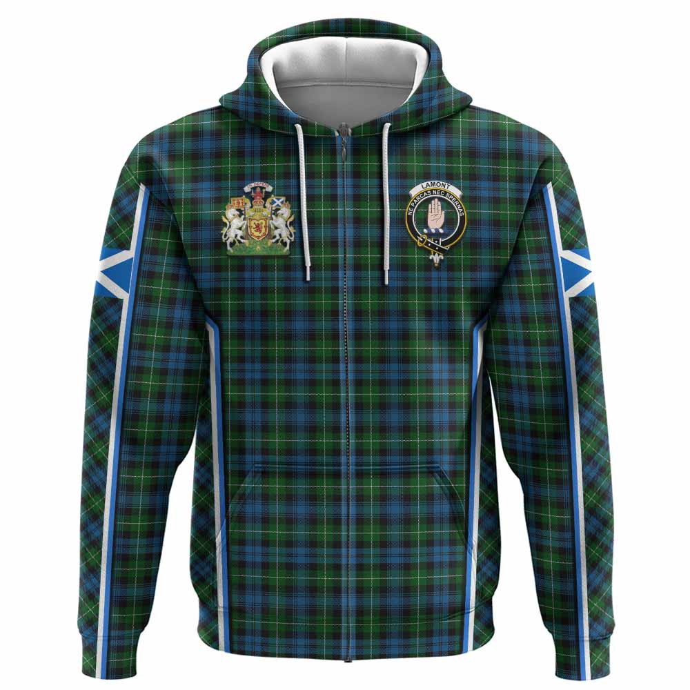 Lamont Tartan Crest Hoodie Scotland Coat of Arm Flag Style - Tartan Vibes Clothing