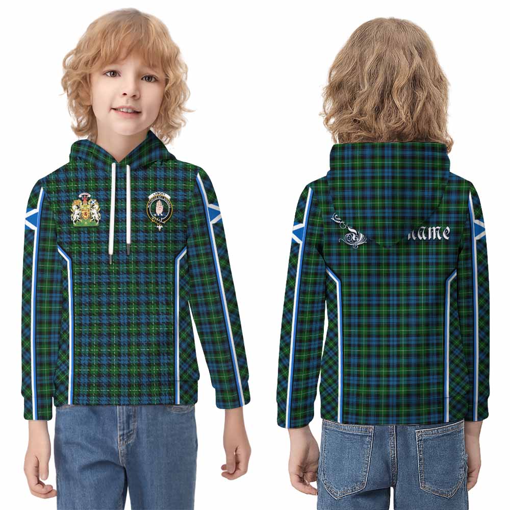 Lamont Tartan Crest Kid Hoodie Scotland Coat of Arm Flag Style - Tartan Vibes Clothing