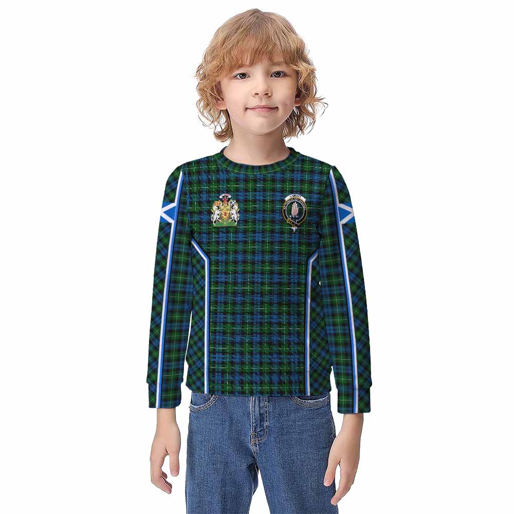 Lamont Tartan Crest Kid Knitted Sweatshirt Scotland Coat of Arm Flag Style - Tartan Vibes Clothing