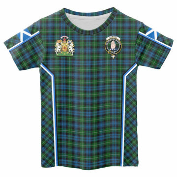 Lamont Tartan Crest Kid T-shirt Scotland Coat of Arm Flag Style - Tartan Vibes Clothing