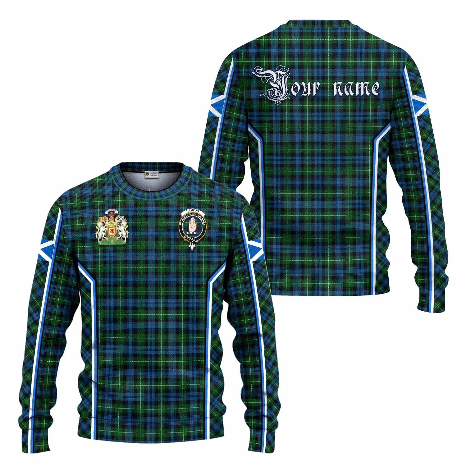 Lamont Tartan Crest Knitted Sweater Scotland Coat of Arm Flag Style - Tartan Vibes Clothing