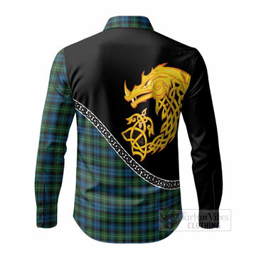 Lamont Tartan Crest Long Sleeve Button Shirts Legendary Dragon Knot Half Style
