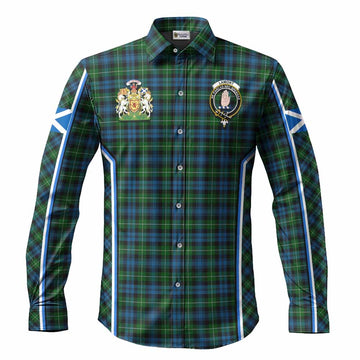 Lamont Tartan Crest Long Sleeve Button Shirts Scotland Coat of Arm Flag Style