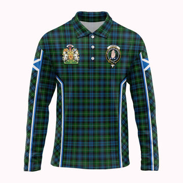Lamont Tartan Crest Long Sleeve Polo Shirt Scotland Coat of Arm Flag Style - Tartan Vibes Clothing