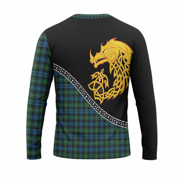 Lamont Tartan Crest Long Sleeve T-Shirt Legendary Dragon Knot Half Style