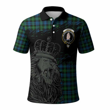 Lamont Tartan Crest Polo Shirt Crowned Lion Heritage Style