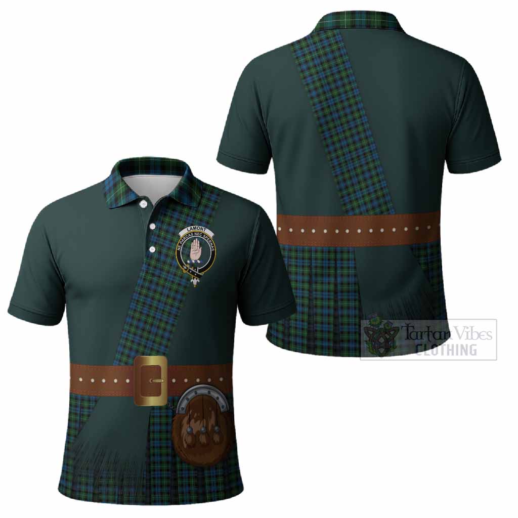 Lamont Tartan Crest Polo Shirt Kilt Costume Style