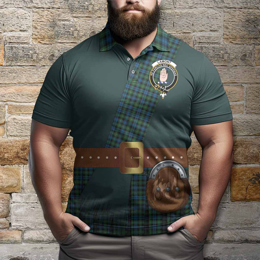 Lamont Tartan Crest Polo Shirt Kilt Costume Style