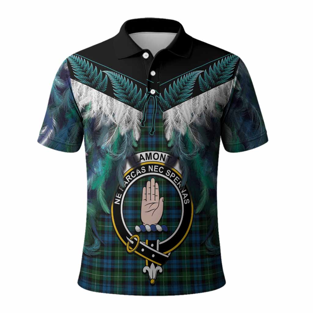 Lamont Tartan Crest Polo Shirt New Zealand Maori Korowai Cloak