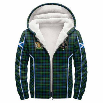Lamont Tartan Crest Sherpa Hoodie Scotland Coat of Arm Flag Style