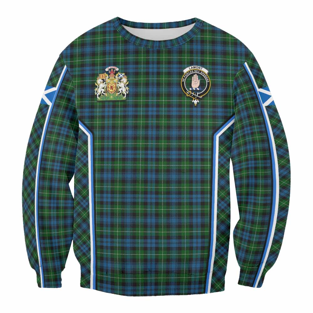 Lamont Tartan Crest Sweatshirt Scotland Coat of Arm Flag Style - Tartan Vibes Clothing