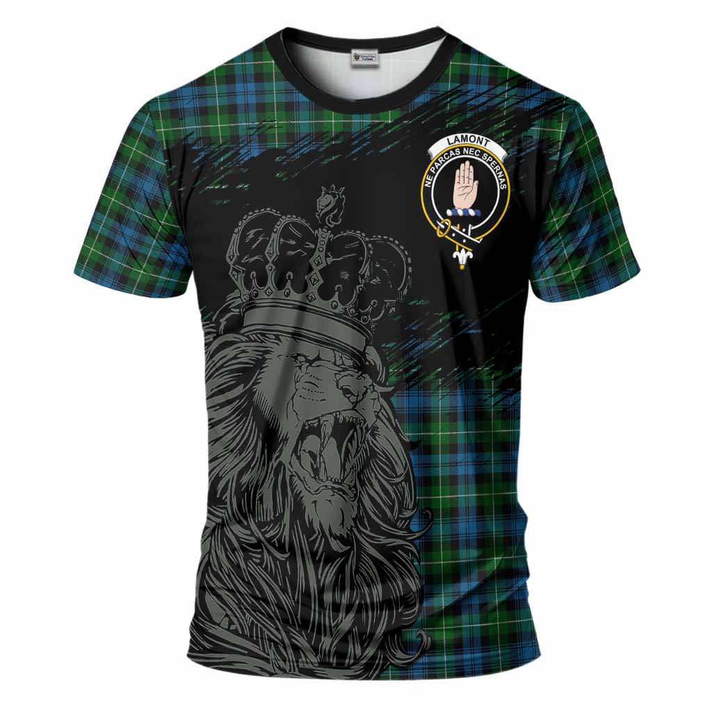 Lamont Tartan Crest T-Shirt Crowned Lion Heritage Style