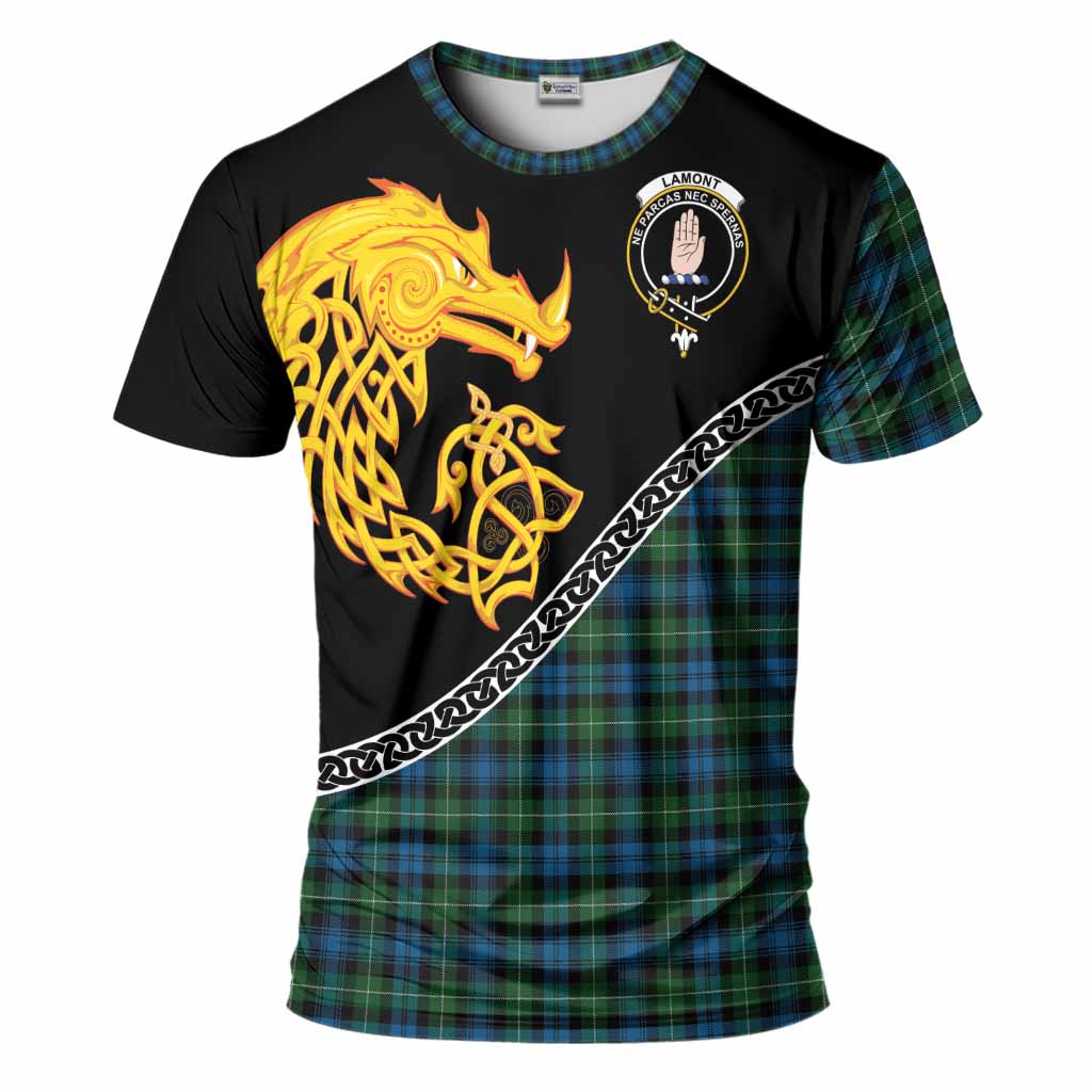 Lamont Tartan Crest T-Shirt Legendary Dragon Knot Half Style