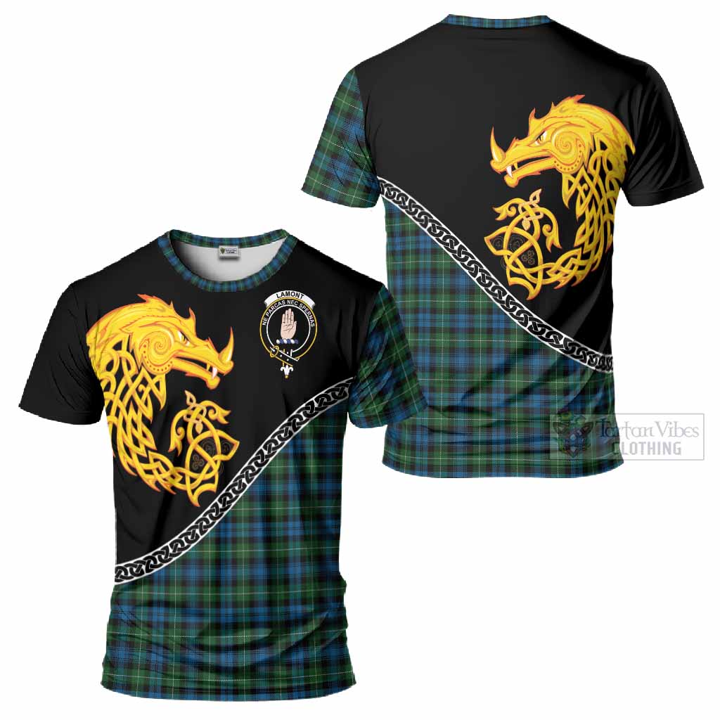 Lamont Tartan Crest T-Shirt Legendary Dragon Knot Half Style