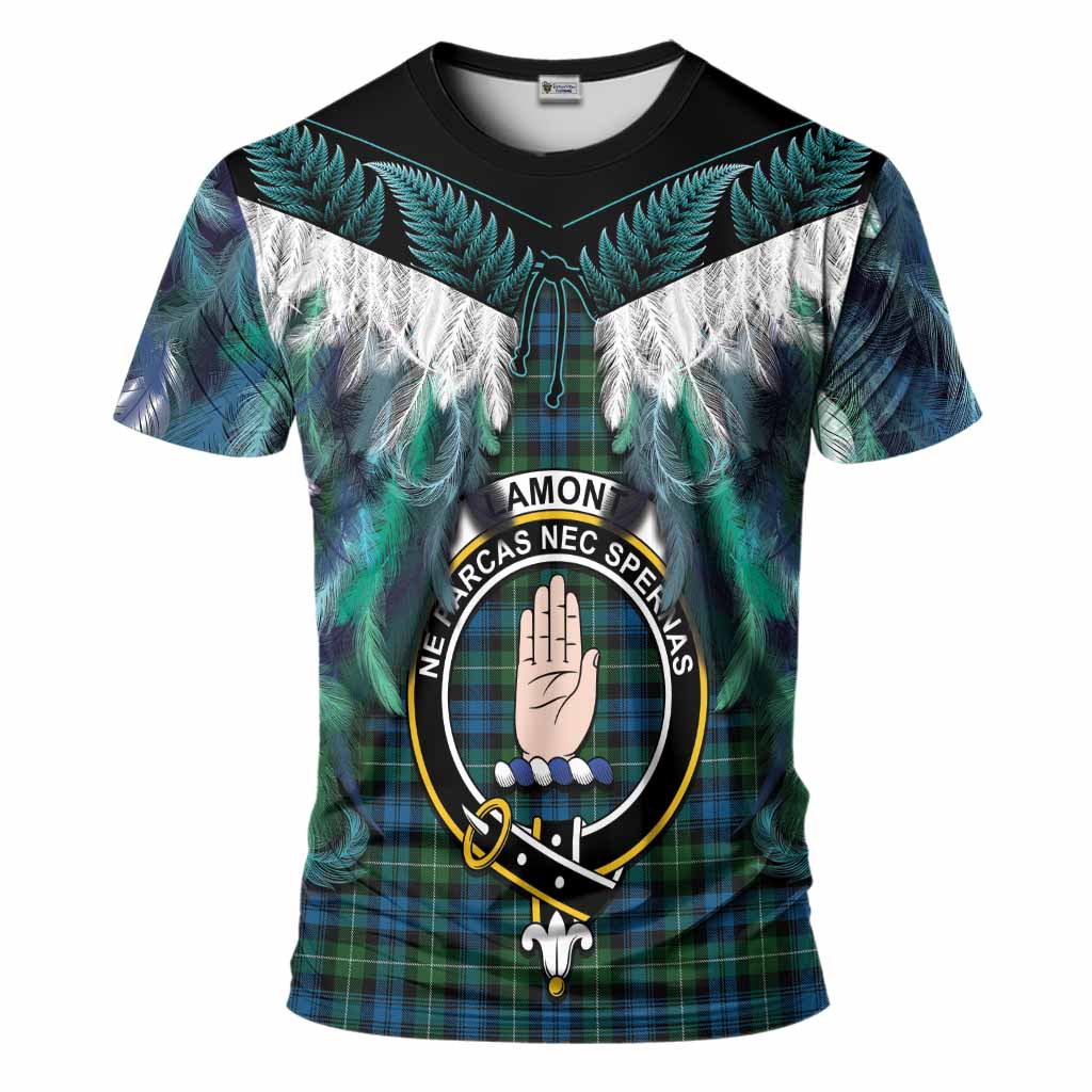 Lamont Tartan Crest T-Shirt New Zealand Maori Korowai Cloak
