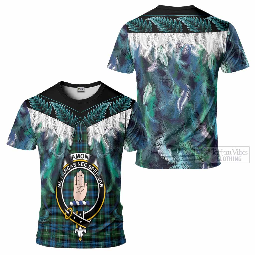 Lamont Tartan Crest T-Shirt New Zealand Maori Korowai Cloak