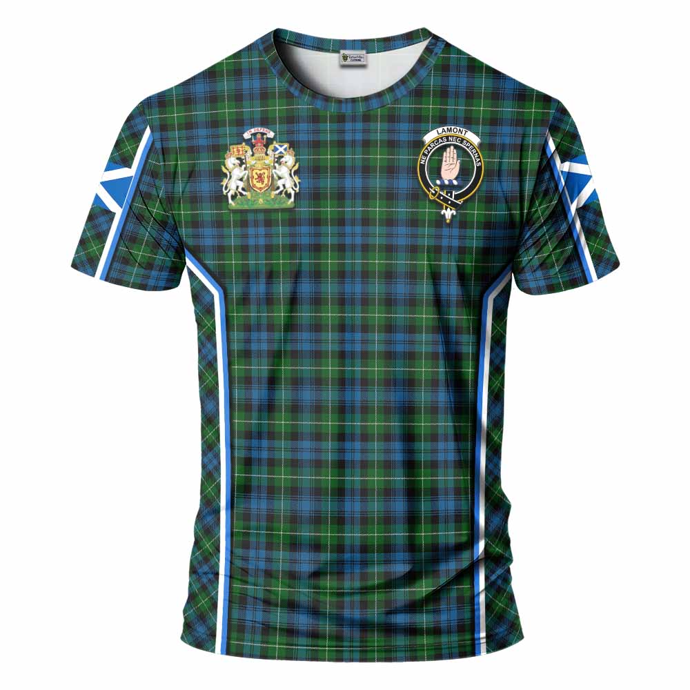 Lamont Tartan Crest T-shirt Scotland Coat of Arm Flag Style - Tartan Vibes Clothing