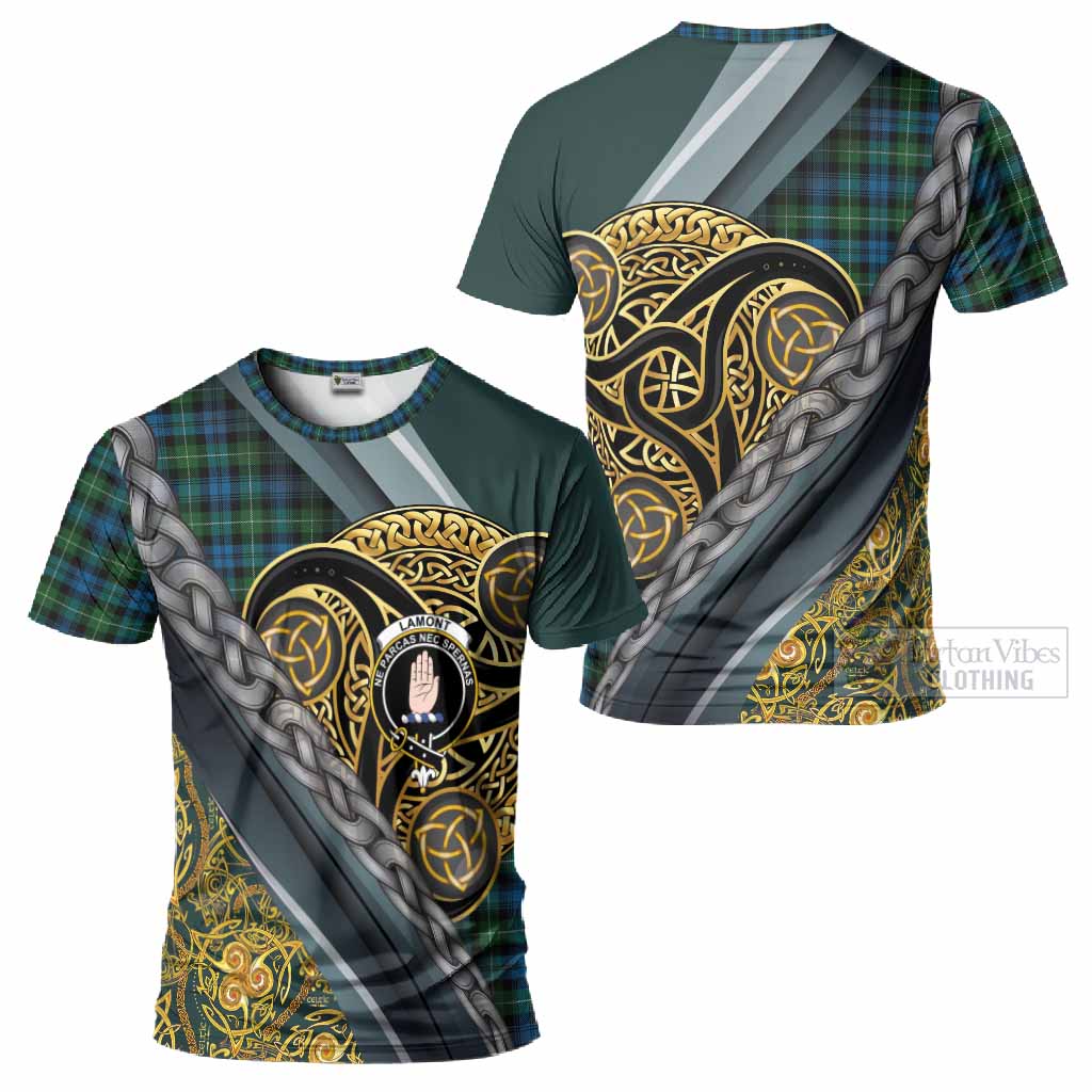 Lamont Tartan Crest T-Shirt Scottish Triskele Celtic