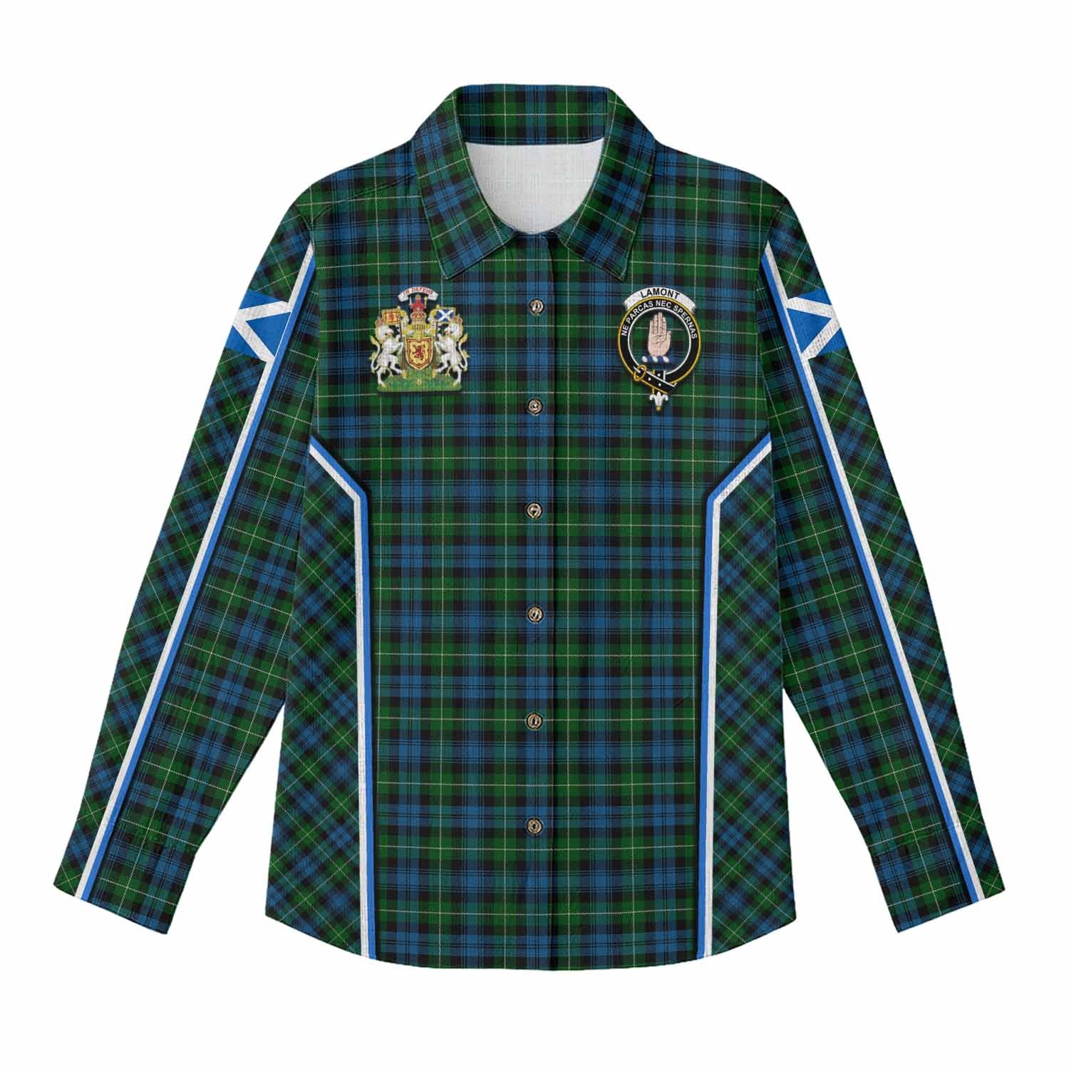 Lamont Tartan Crest Women Casual Shirt Scotland Coat of Arm Flag Style - Tartan Vibes Clothing