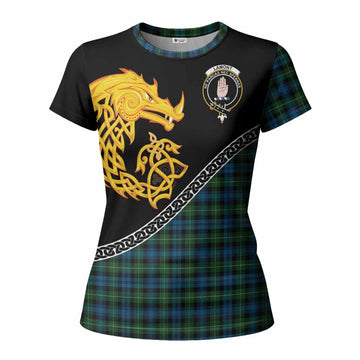 Lamont Tartan Crest Women T shirt Legendary Dragon Knot Half Style