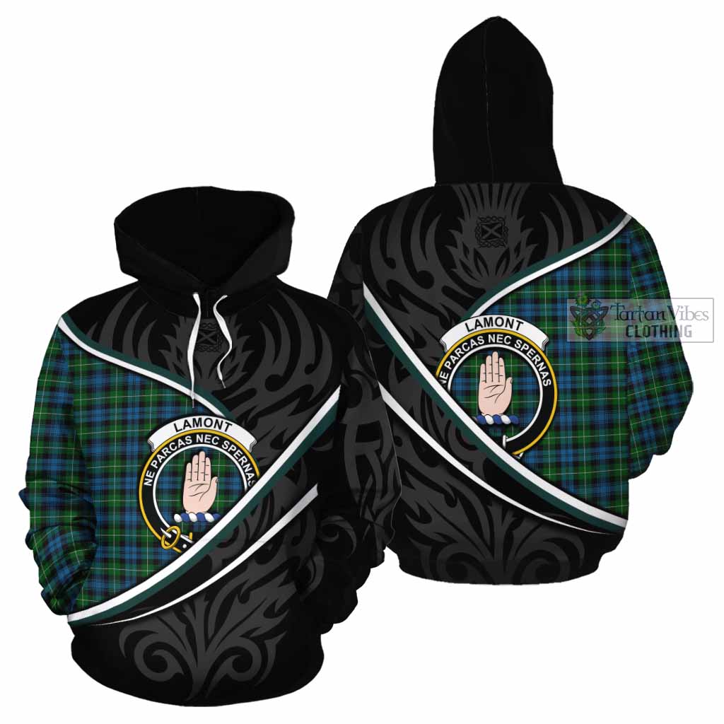 Lamont Tartan Family Crest Cotton Hoodie Celtic Scottish Thistle Floral - Tartan Vibes Clothing