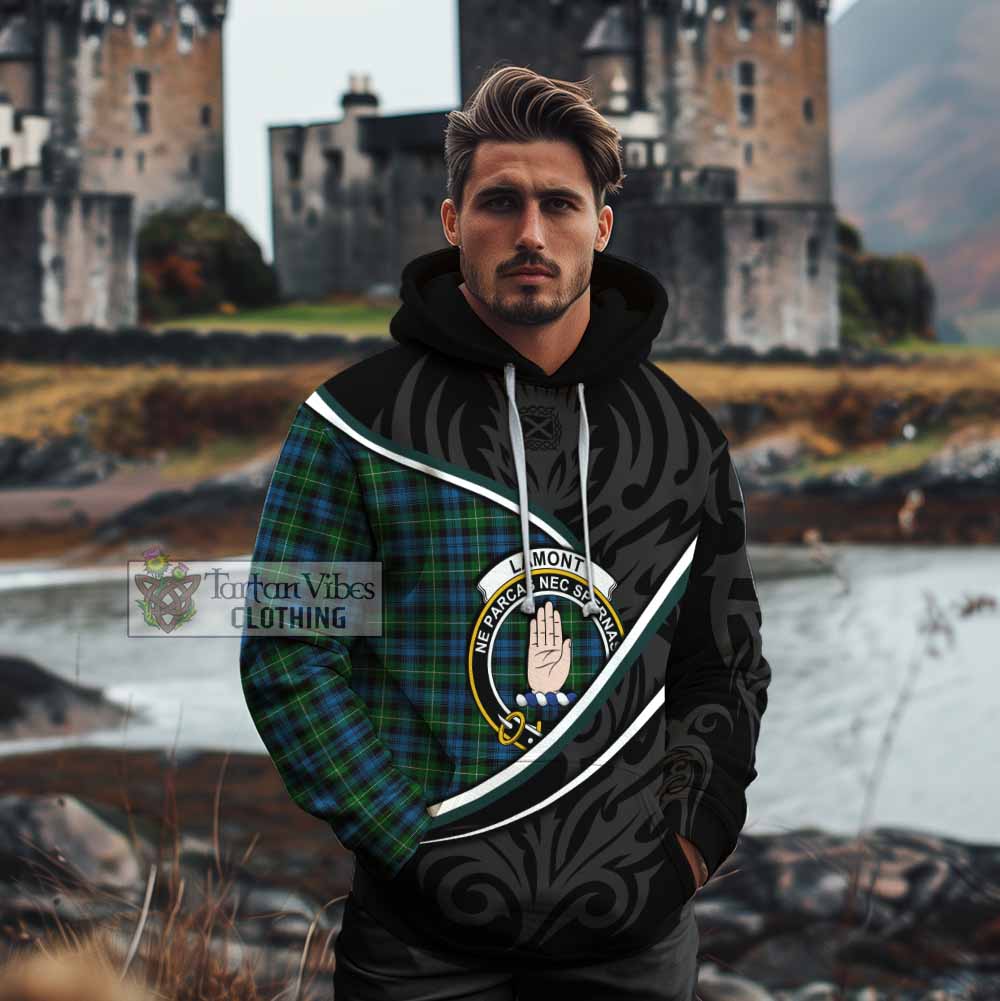Lamont Tartan Family Crest Cotton Hoodie Celtic Scottish Thistle Floral - Tartan Vibes Clothing