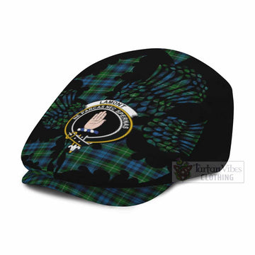 Lamont Tartan Family Crest Flat Cap, Jeff Cap Scotland Thistle Floral