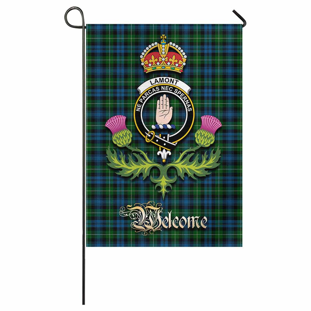 Lamont Tartan Family Crest Garden Flag Royal Thistle Welcome Style - Tartan Vibes Clothing